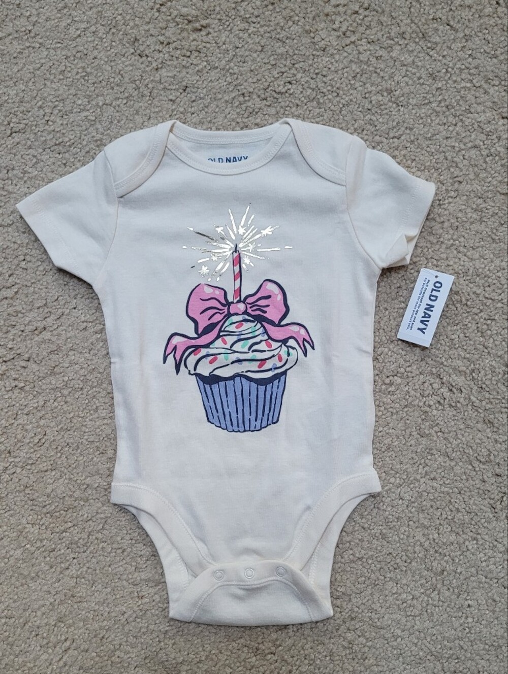 Old Navy Cream Baby Girl 1st Birthday Cupcake 12-18 Months